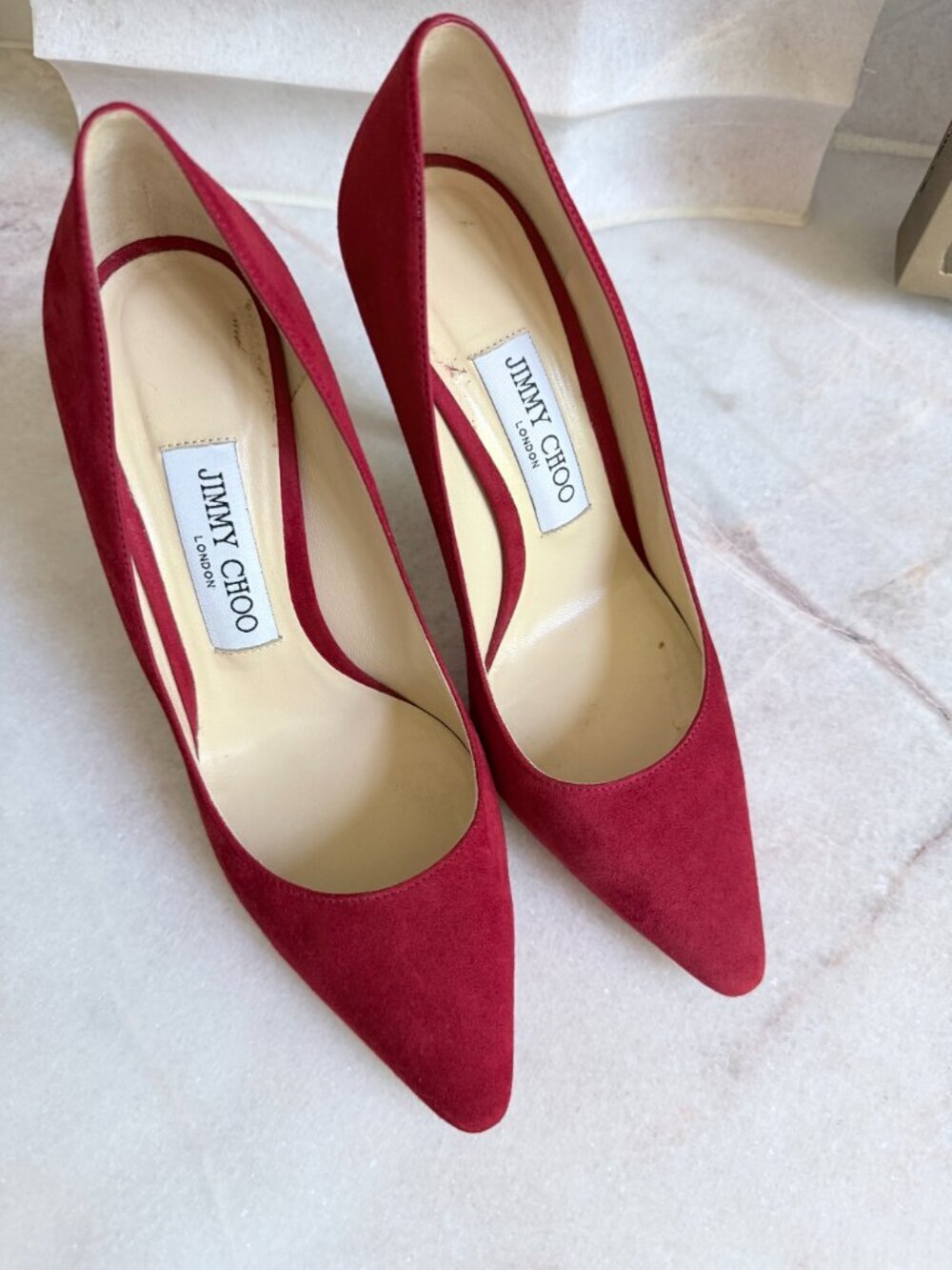 Jimmy Choo Romy 100 Red Suede Pumps - Picture 10 of 14